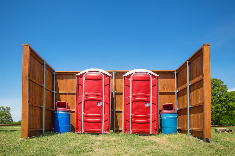 Short-term porta potty units staged for delivery in Batavia, New York